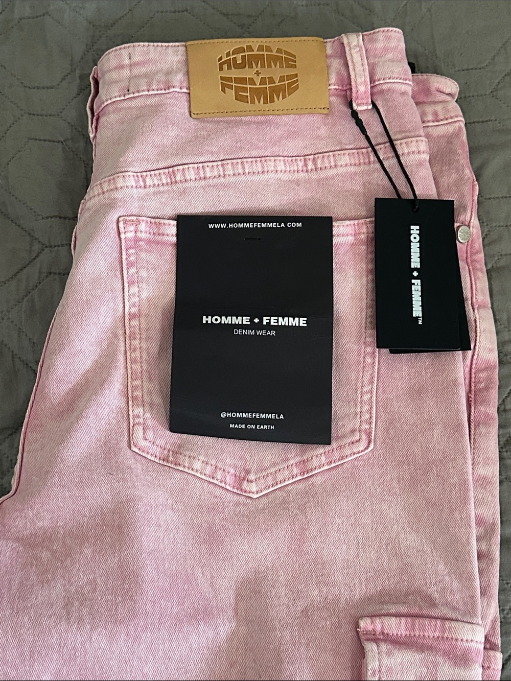 Homme + Femme designer Pink Denim Jeans 36/32
